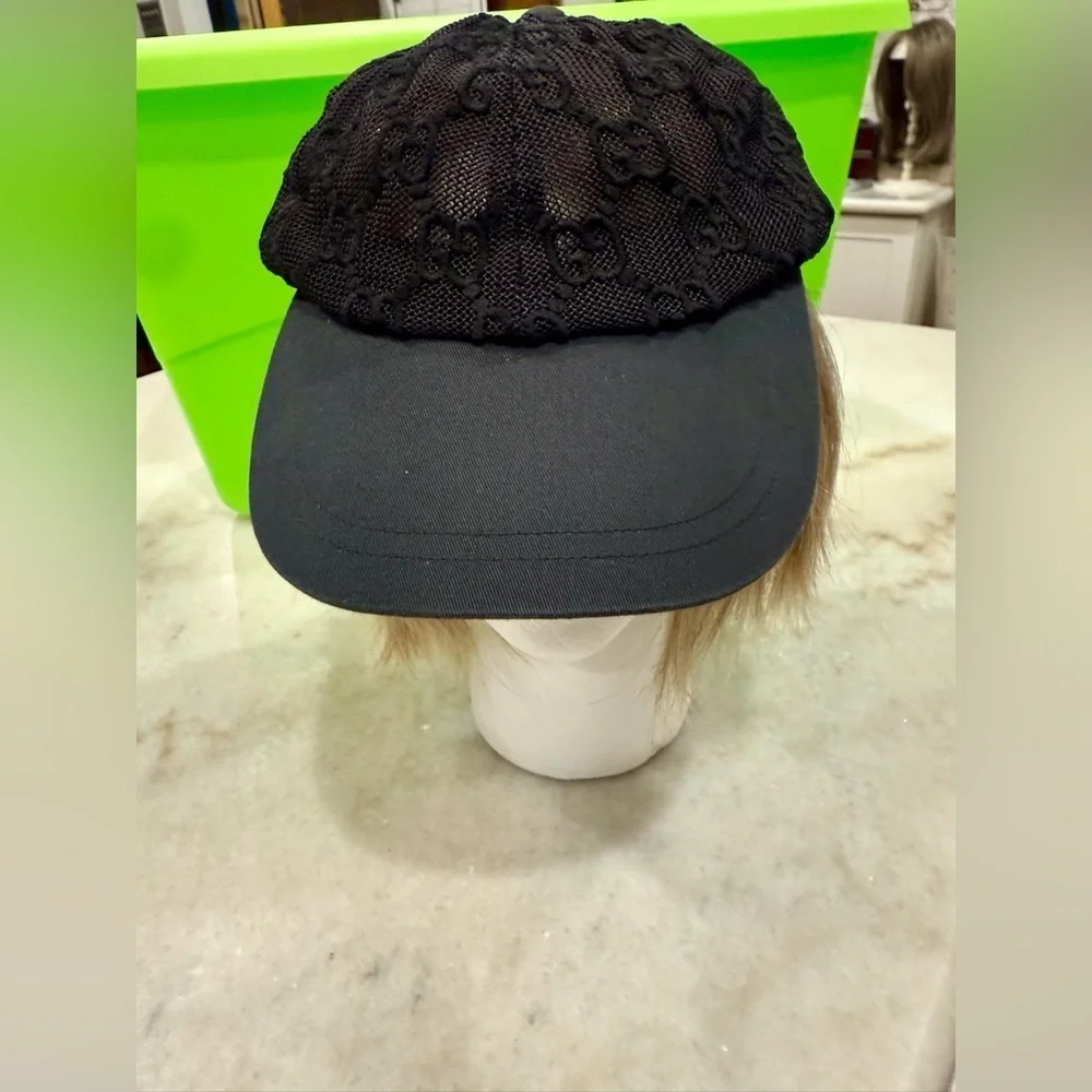 Gucci Black Lace Mesh Baseball Hat Size XL